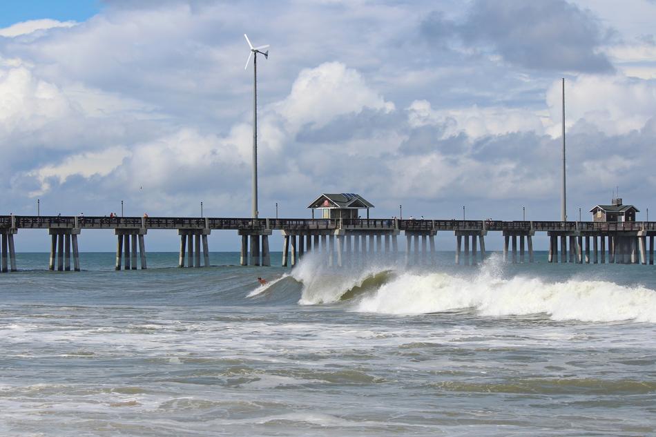 distant view of the pier on the Atlantic coast