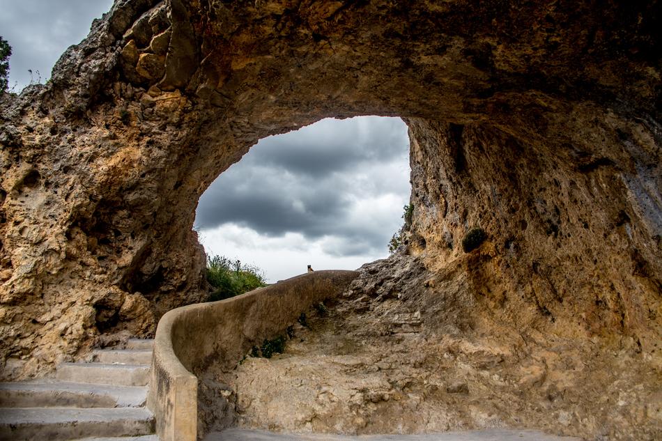 staircase in the aisle in the rock