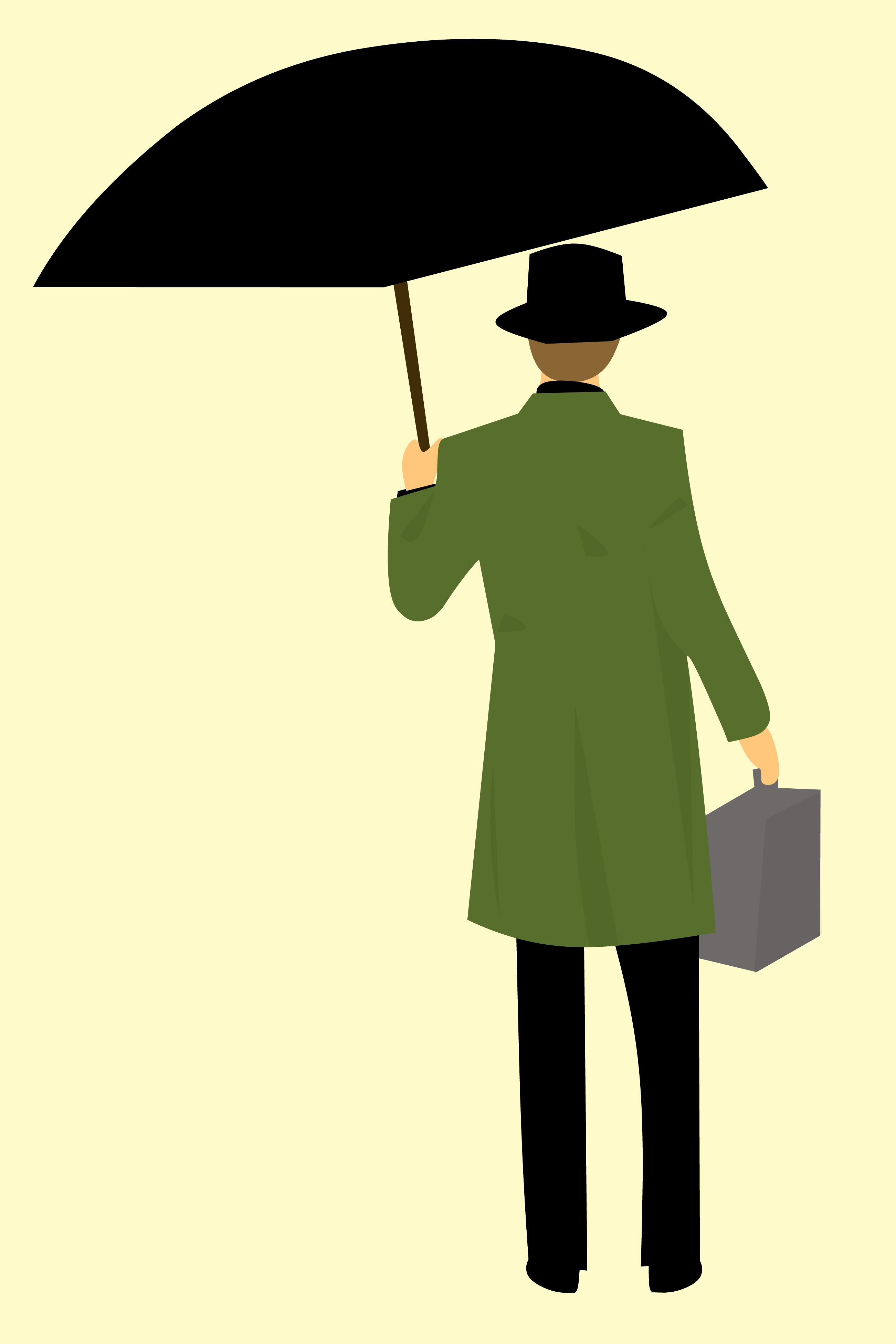Человек в пальто с зонтом