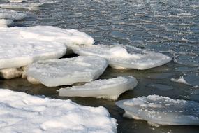 blocks of ice on the coast in winter