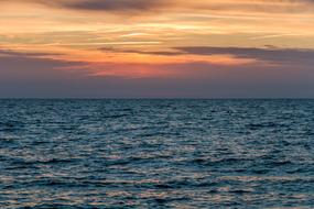 North Sea at red Sunset Sky