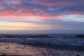Sea Wave at Pink Sunset