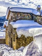 Snowy Winter Rural Hut