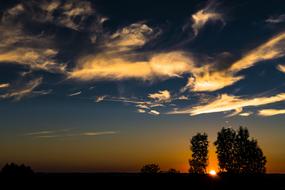 Sky Clouds and trees at Sunset