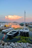 Boats at Sunset Sea