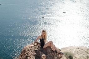 Girl Sea Mountains