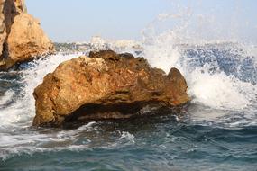 rock at Wave Sea Water