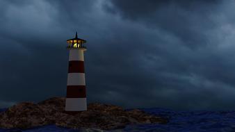 lighthouse storm ocean blender