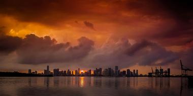 distant view of miami architecture at dusk