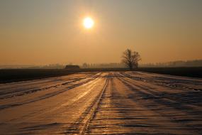 bright morning sun over the countryside