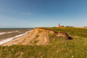 lighthouse on a cliff by the sea in Denmark