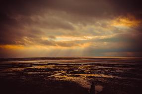 evening sky, sunrays, beach
