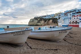 Boats on Beach in Algarve