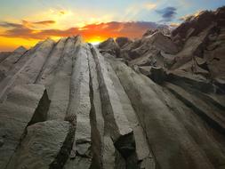 Basalt Bars Sunset Iceland