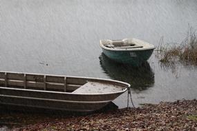 Pond and Boats at Rain