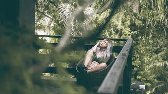 girl relax on terrace