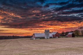 dark red Sunset Landscape
