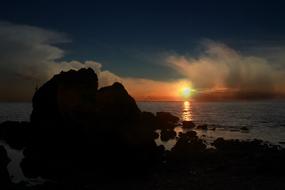 Ocean Rock at Sunset
