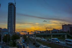 skyscraper at sunset in Istanbul