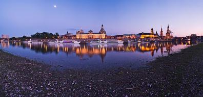 distant view of the historic center of dresden at night