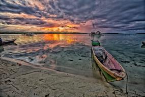 Lagoon Dugout Canoe At Dusk