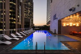 contemporary Rooftop Swimming Pool at dusk, usa, california, los angeles