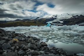 glacial lagoon on a gray cloudy day