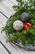 Christmas Decoration in a wicker basket