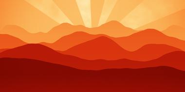 clipart landscape of mountain at sunset sunrise