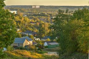 Nature Landscape of houses on hill