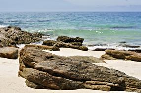 rocks on Beach at blue Sea