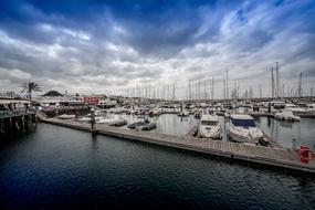 boats in the harbor at Lanzarote