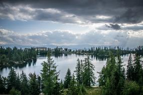 gray clouds over the lake in the high tatras
