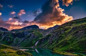 panoramic view of the valley in the mountains of austria on a cloudy day