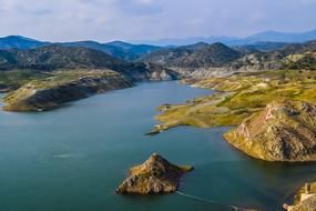 landscape of Kalavassos Lake in Cyprus