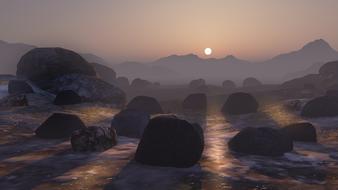 digital landscape sunset nature