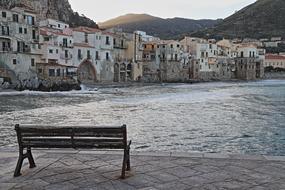 view from the embankment to the fishing village