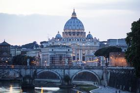 bridge over the river in the background of the cathedral