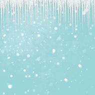 snow and icicles, white blue christmas background