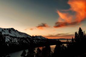 twilight over the lake in winter