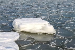 White ice floes in Baltic Sea, in the winter