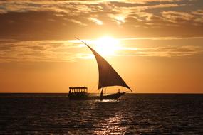 Sea Boat at Sunset light