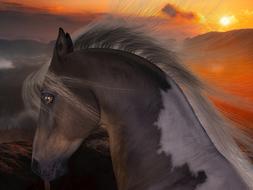 horse head in a mystical landscape