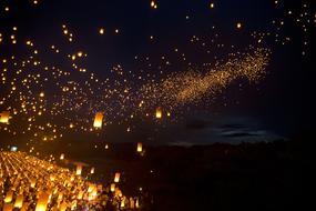 Illuminated Lanterns at Dusk