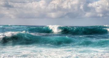 green blue Waves with white foam, scenic Seascape, usa, hawaii