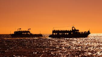 Sunset Boats Sea