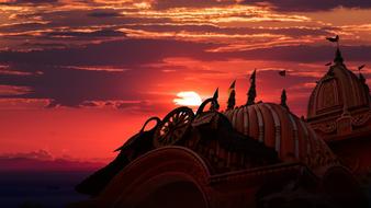 architecture at red Sunset Dawn