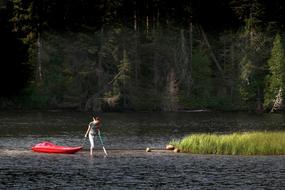 Landscape of Girl kayaking at Nature
