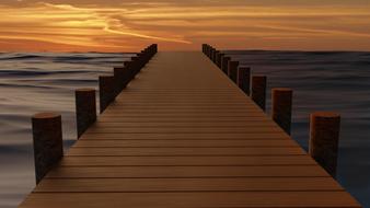 sea water pier at sunset