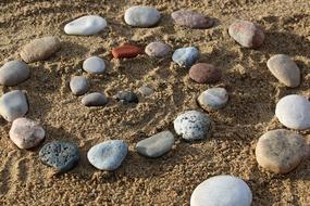 stones in the sand as a zen